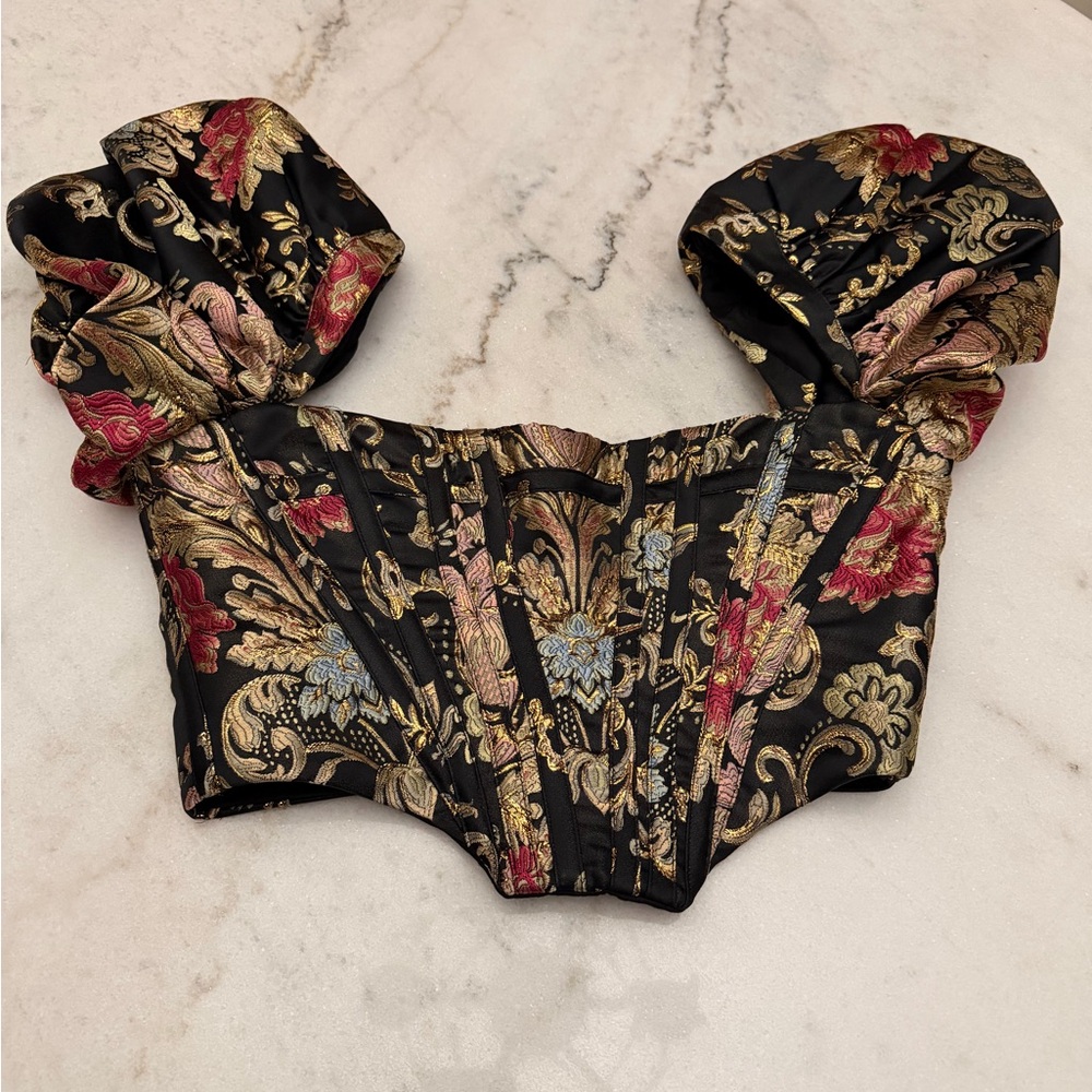 House of CB ISABELLA Brocade Jacquard Puff Sleeve Bustier - Picture 10 of 13
